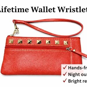 Red Studded Wristlet Clutch